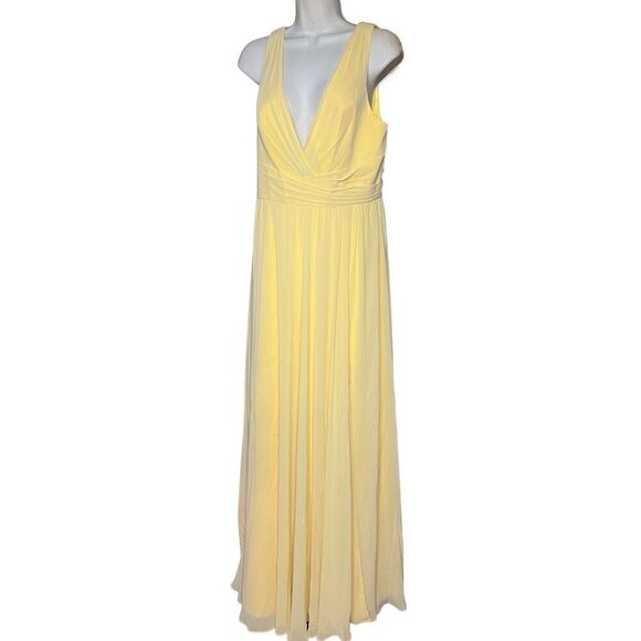 Ieena MAC DUGGAL Chiffon Wrap over A Line Gown in Buttercup Size 10 - Picture 4 of 6